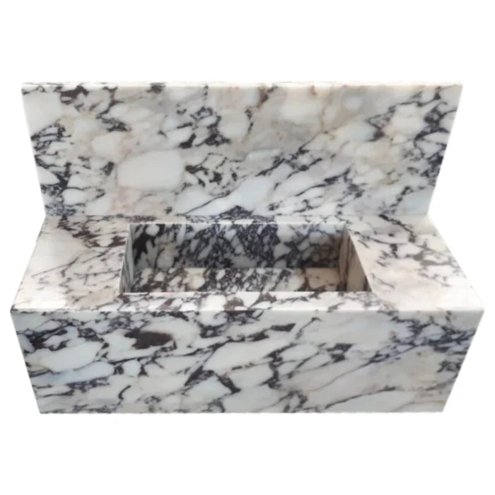 Calacatta Viola Marble Wall-mount Bathroom Sink 16x32 with Backsplash