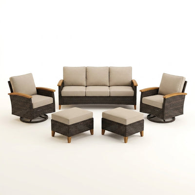 Outdoor Patio Furniture Set Designed for Year-Round Entertaining, Swivel Rockers, Deep Seating, Fire Pit Table