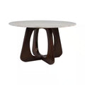 30 In. X 17 In. Brown round Marble Top Coffee Table with Openwork Base