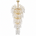 Modern Chandelier 118 In. 28-Light Crystal Gold Chandelier for Foyer, Living Room, Multiple Tiers Chandelier