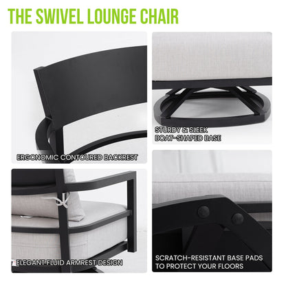 6PC Outdoor Conversation Set with Swivel Club Chairs