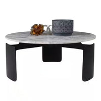 30 In. Gray round Marble Top 3-Footed Coffee Table