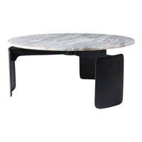 30 In. Gray round Marble Top 3-Footed Coffee Table