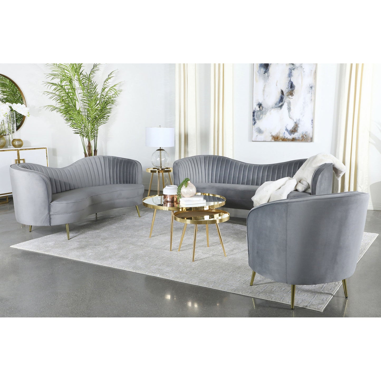 Grey Velvet Accent Chair