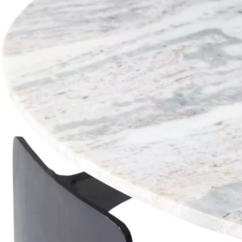 30 In. Gray round Marble Top 3-Footed Coffee Table