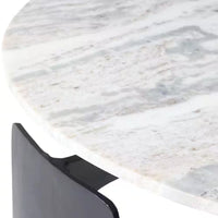 30 In. Gray round Marble Top 3-Footed Coffee Table