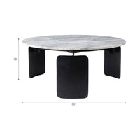 30 In. Gray round Marble Top 3-Footed Coffee Table