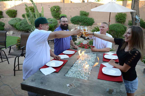 Entertainer Outdoor Fire Pit Table – 6 Ft with Fire Glass (LP/NG Compatible)