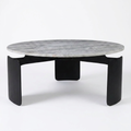 Round Coffee Table Built for Modern Spaces, Gray Marble Top, 3-Footed Base, 30 Inch Diameter