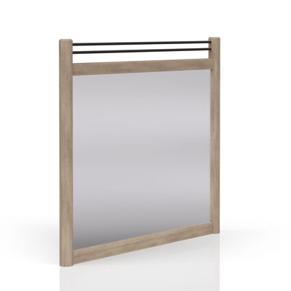 Queen Canopy Bedroom Set With A 2 Drawer Nightstand A Dresser With Poster Mirror And A Door Chest - Sand
