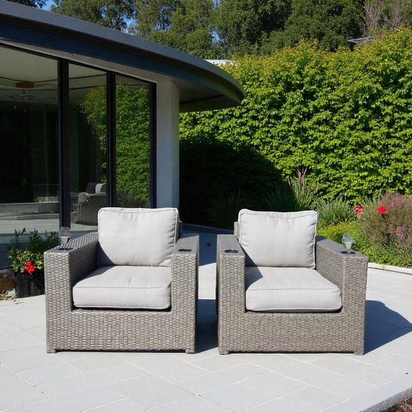 Fully Assembled Outdoor Lounge Chairs with Cushions, Set of 2