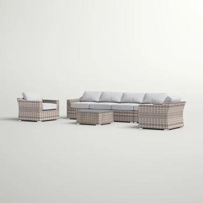Fully Assembled 6-Person All-Weather Wicker Sectional Seating Group