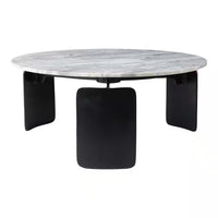 30 In. Gray round Marble Top 3-Footed Coffee Table