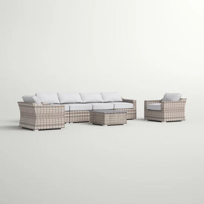 Fully Assembled 6-Person All-Weather Wicker Sectional Seating Group