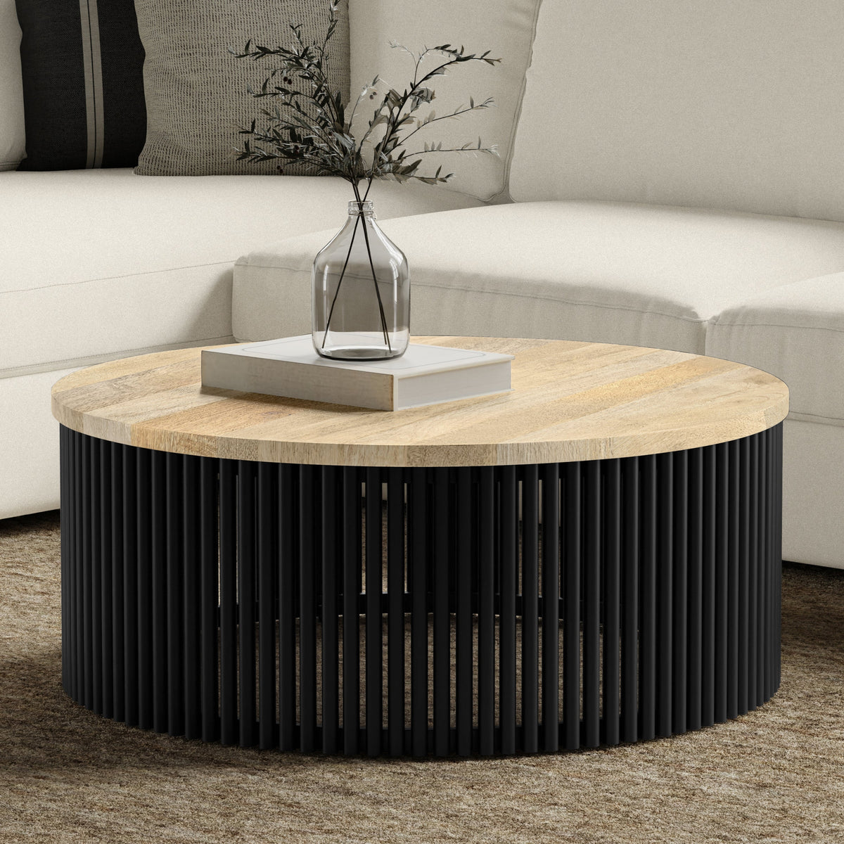 Demy 35 Inch Wide Solid Mango Wood Coffee Table
