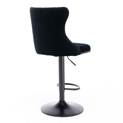 Swivel Barstools Adjusatble Seat Height, Modern Upholstered Bar Stools With Backs Comfortable Tufted For Home Pub And Kitchen Island (Set of 2)