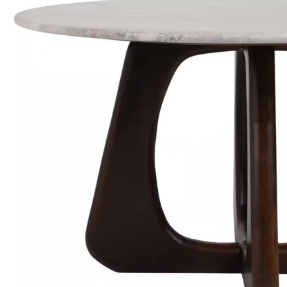 30 In. X 17 In. Brown round Marble Top Coffee Table with Openwork Base