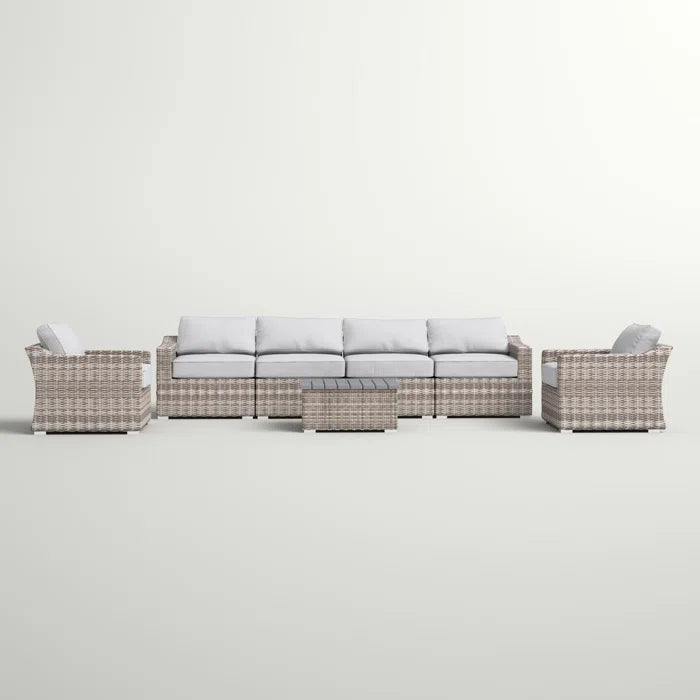Fully Assembled 6-Person All-Weather Wicker Sectional Seating Group