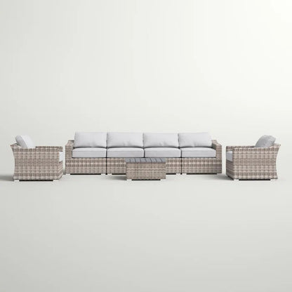 Fully Assembled 6-Person All-Weather Wicker Sectional Seating Group