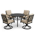 Outdoor Dining Set Built for All-Weather Entertaining, 360° Swivel Chairs, Steel Frame, Round Table