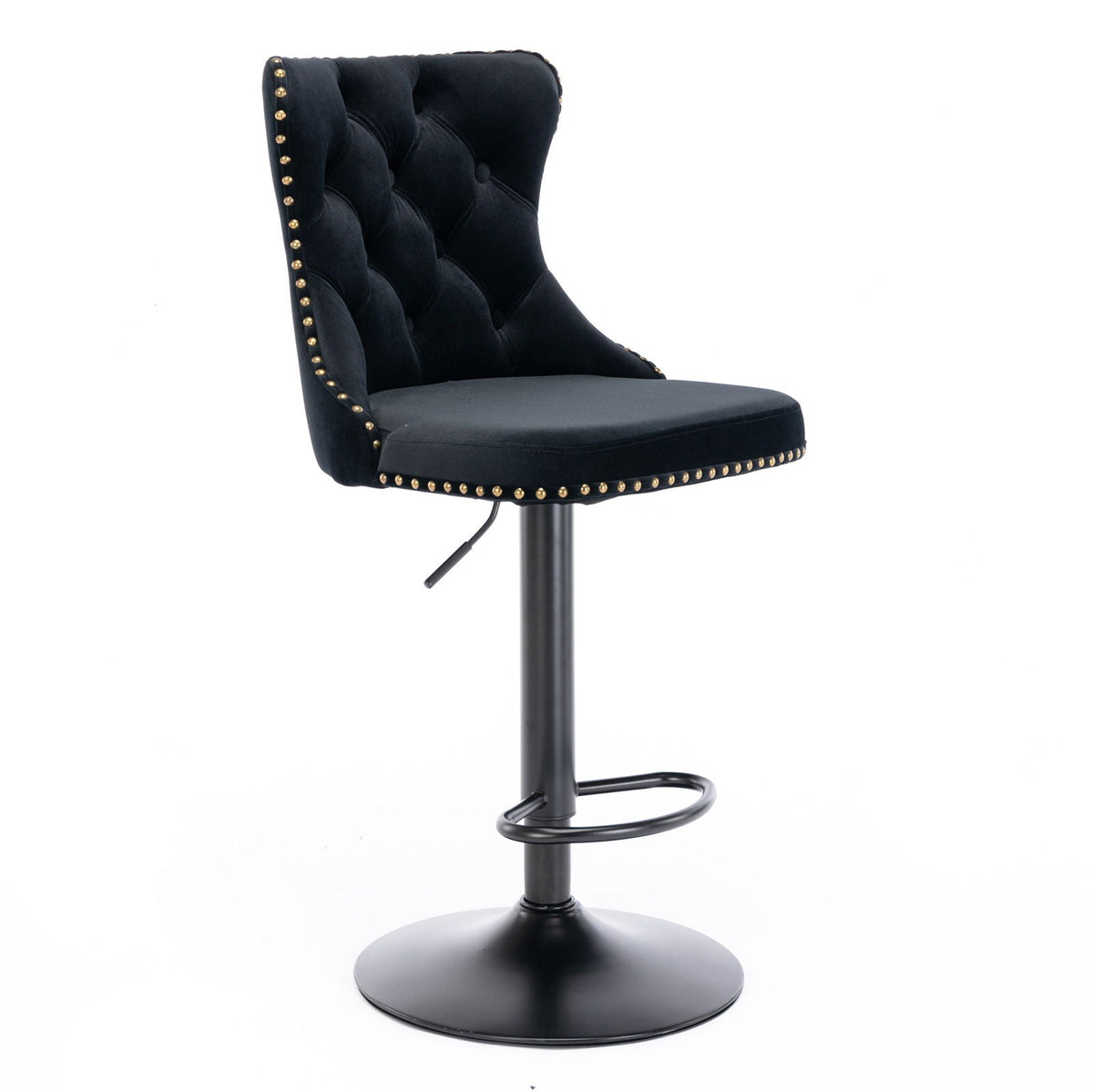 Swivel Barstools Adjusatble Seat Height, Modern Upholstered Bar Stools With Backs Comfortable Tufted For Home Pub And Kitchen Island (Set of 2)