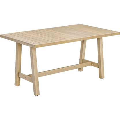 5-Piece Outdoor Dining Set, Solid Eucalyptus Wood Patio Furniture with Handwoven Rope Chairs, Weather-Resistant Cushions, Large Table for Backyard, Deck or Balcony, Natural Finish