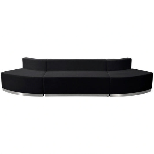 Flash Furniture Hercules - Alon ZB-803-780-SET-BK-GG Modular Black LeatherSoft Reception Seating Set with 2 Chairs and Loveseat
