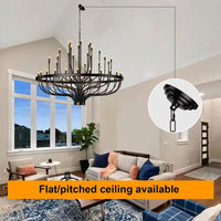 48 Light Large Black Candle Style Wagon Wheel Farmhouse Traditional Chandelier for High Ceilings Foyer Dining Room