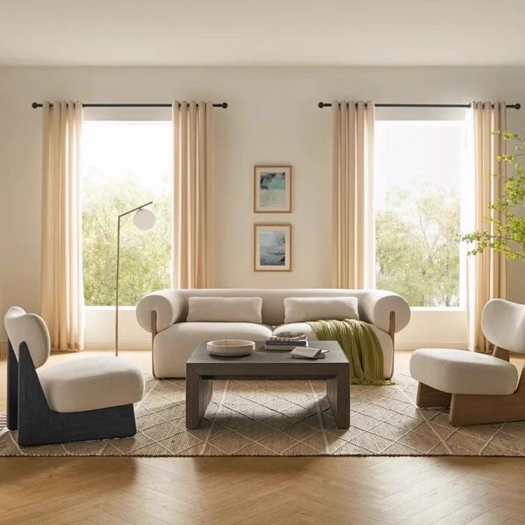 Wabi-sabi-style Single Fabric Sofa Chair with a Designers Touch