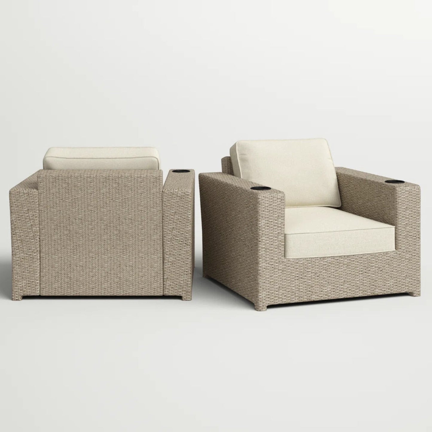 Fully Assembled Outdoor Lounge Chairs with Cushions, Set of 2