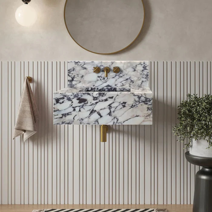 Calacatta Viola Marble Wall-mount Bathroom Sink 16x32 with Backsplash