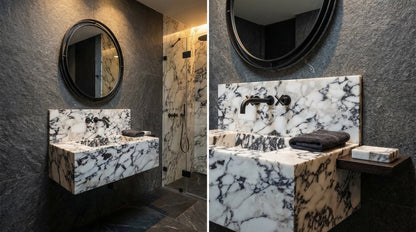 Calacatta Viola Marble Wall-mount Bathroom Sink 16x32 with Backsplash