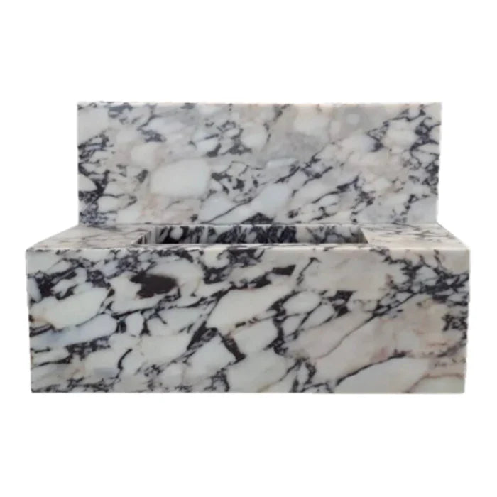 Calacatta Viola Marble Wall-mount Bathroom Sink 16x32 with Backsplash