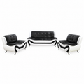 Living Room Furniture Set, Faux Leather Sofa Couch Set, 3 Pieces Modern Sofa Set for Living Room/Apartment/Office (Black&White)