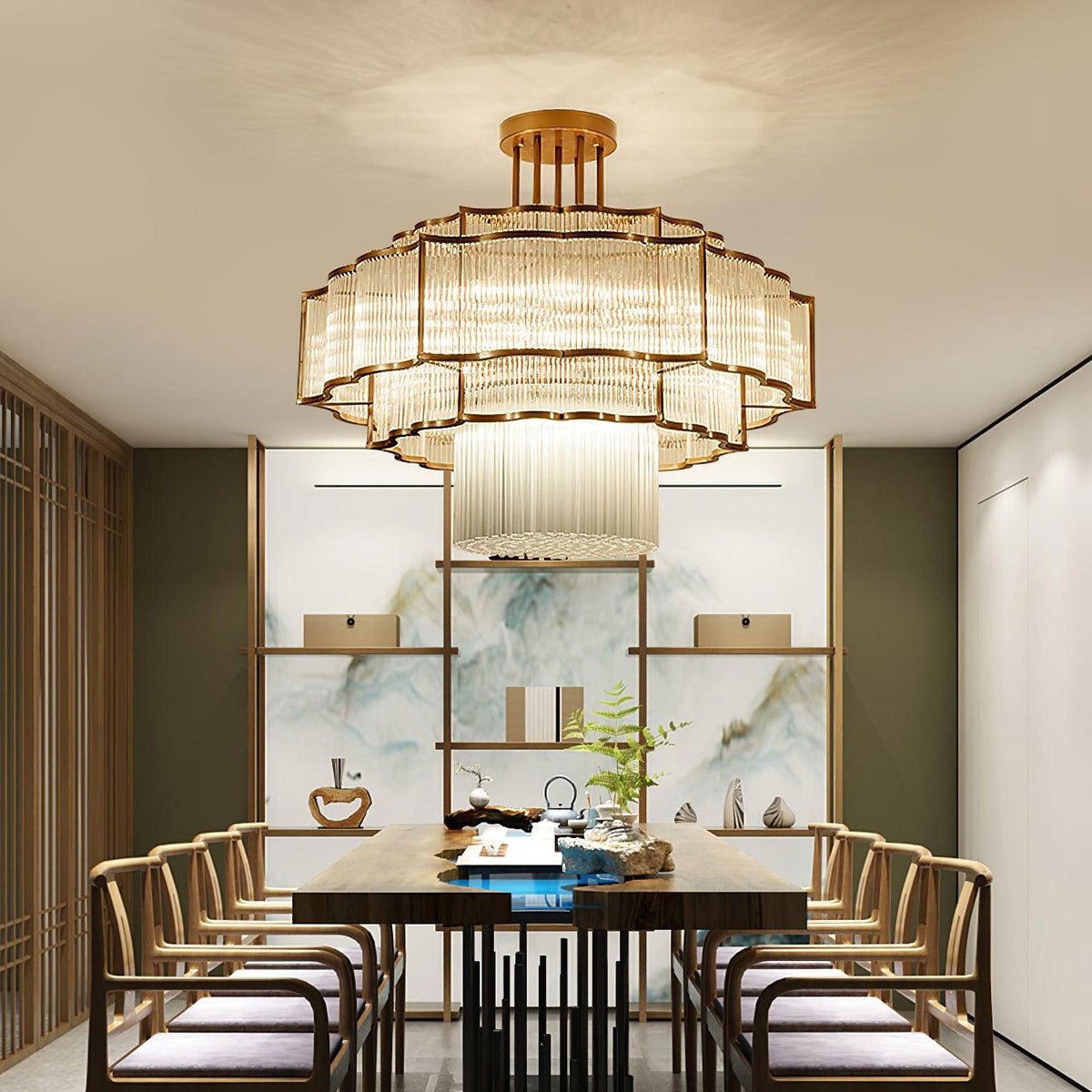 Layered Crystal Ceiling Light