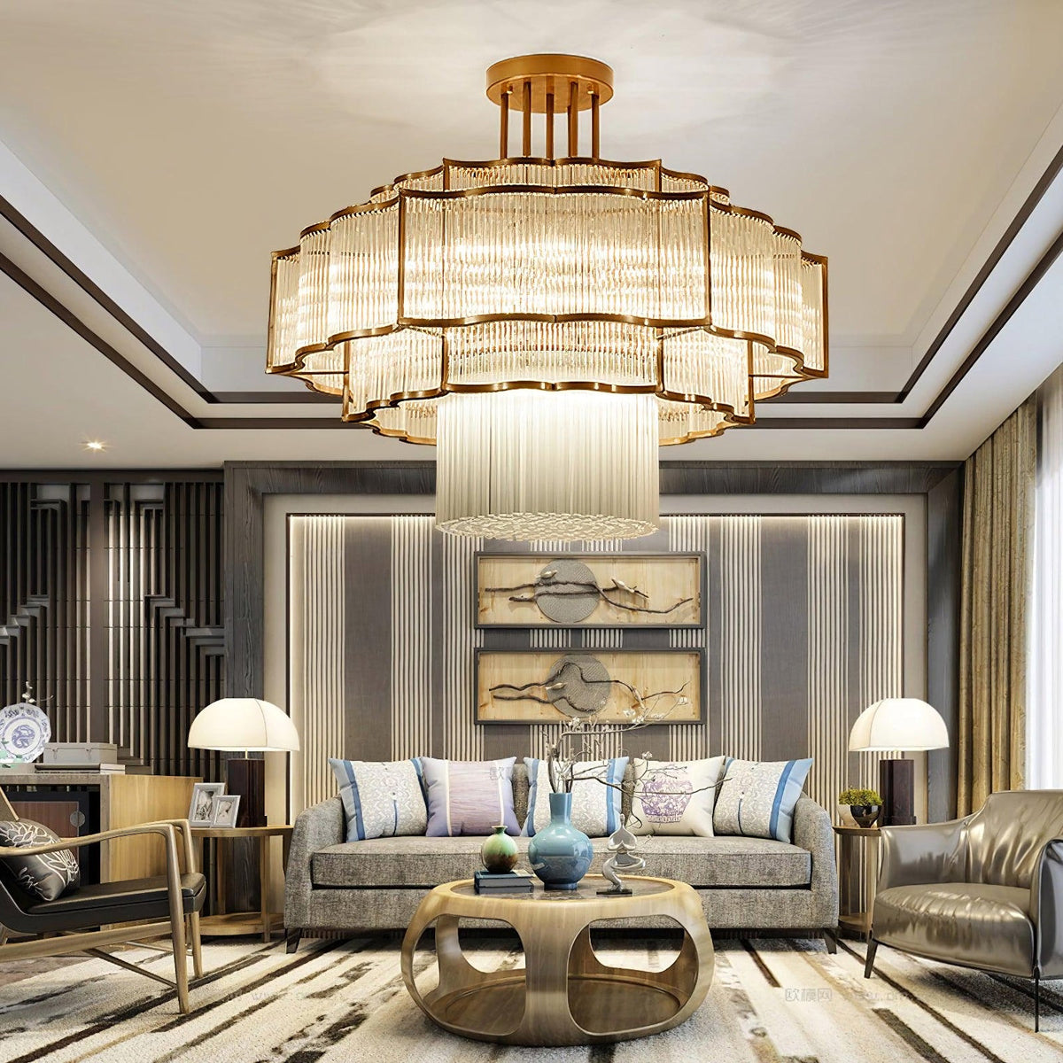 Layered Crystal Ceiling Light