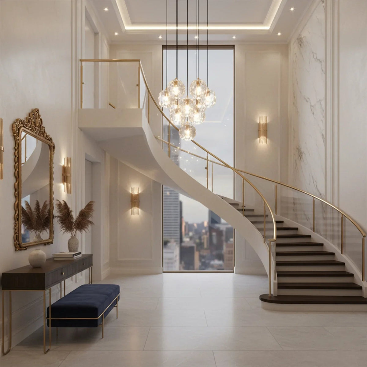 Luxury Faceted Crystal Cluster Chandelier