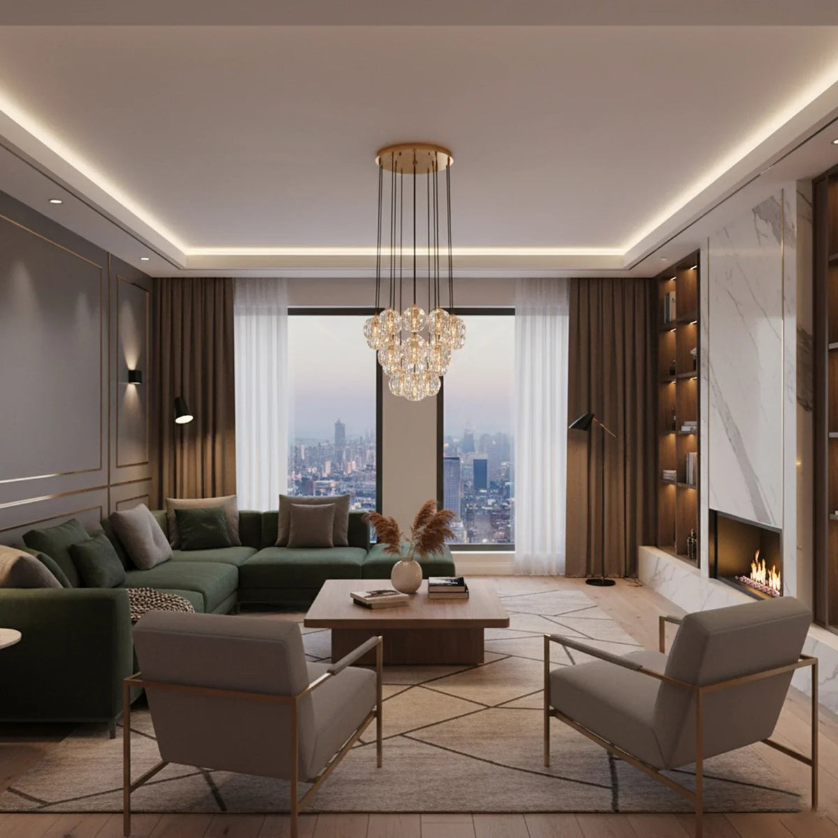 Luxury Faceted Crystal Cluster Chandelier