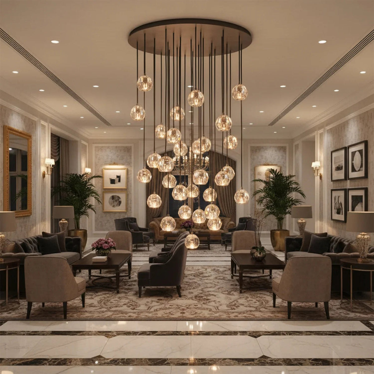 Luxury Faceted Crystal Cluster Chandelier