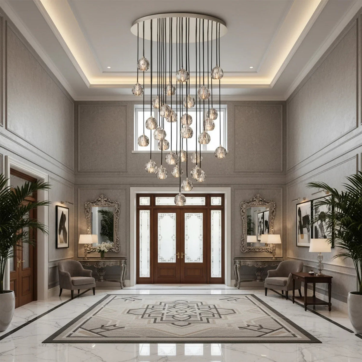 Luxury Faceted Crystal Cluster Chandelier