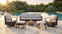 Luxury Outdoor Wicker Patio Furniture Set,5 Piece Deep Seating Outdoor Conversation Set with Patio Swivel Rocker Patio Chairs,Rattan Couch and Ottomans for Deck Porch Poolside — Lifestyle