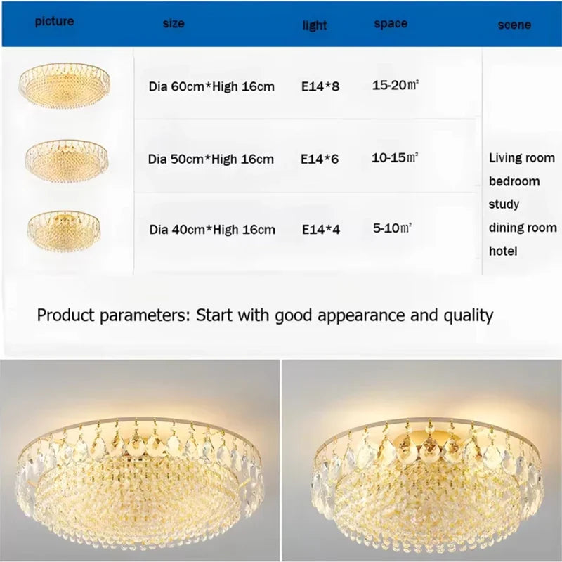Big Luxury Crystal LED Ceiling Chandeliers for Living Room New Gold Hanging Lamps for Ceiling Modern Home Decor Lustre Lighting