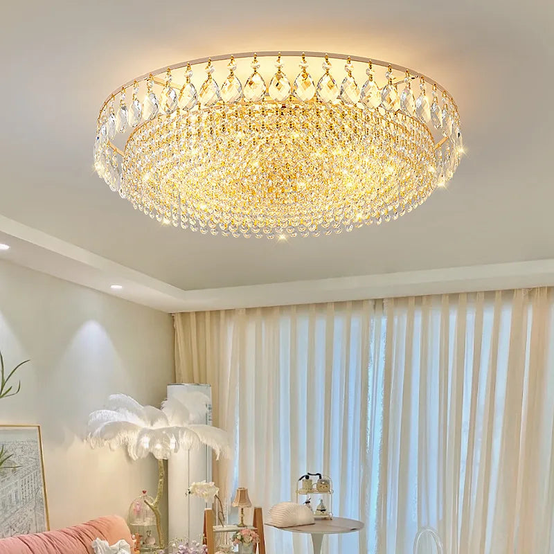 Big Luxury Crystal LED Ceiling Chandeliers for Living Room New Gold Hanging Lamps for Ceiling Modern Home Decor Lustre Lighting
