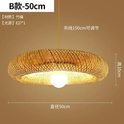 Big Size Hand Knitted Braided Home Living Bed Room Decor Rattan Wicker Bamboo Pendant Light Ceiling Chandelier Hanging Lamp