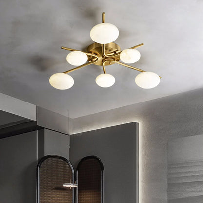 Stylish 6 Heads Alabaster Ceiling Light