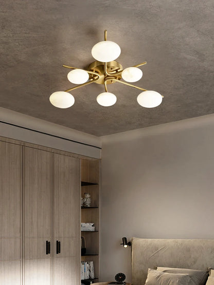 Stylish 6 Heads Alabaster Ceiling Light