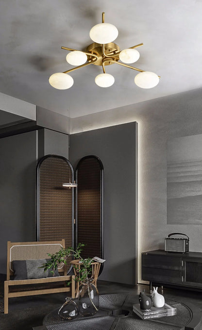 Stylish 6 Heads Alabaster Ceiling Light