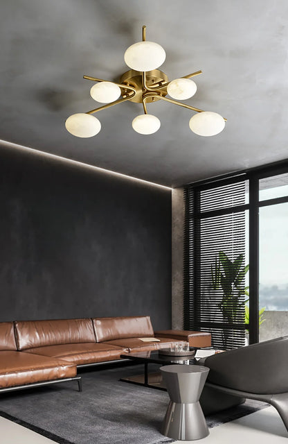 Stylish 6 Heads Alabaster Ceiling Light
