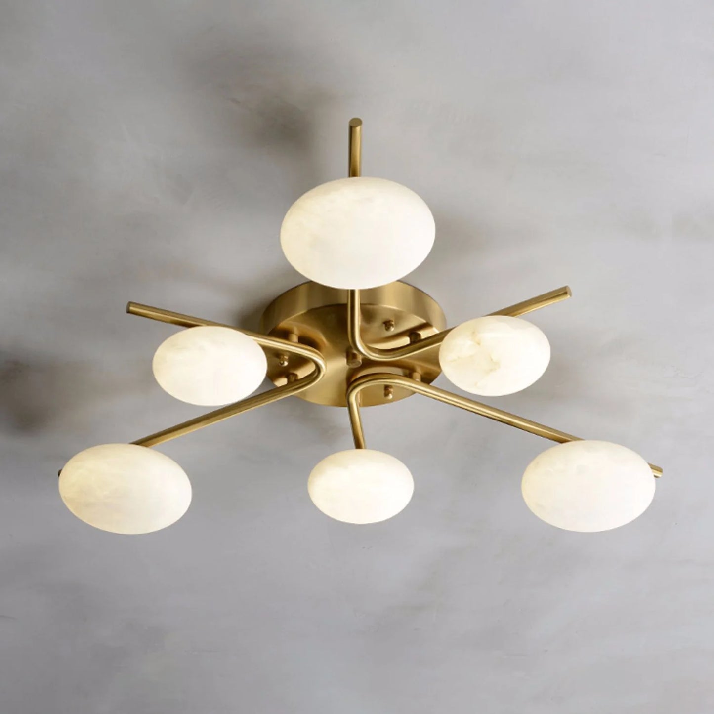 Stylish 6 Heads Alabaster Ceiling Light