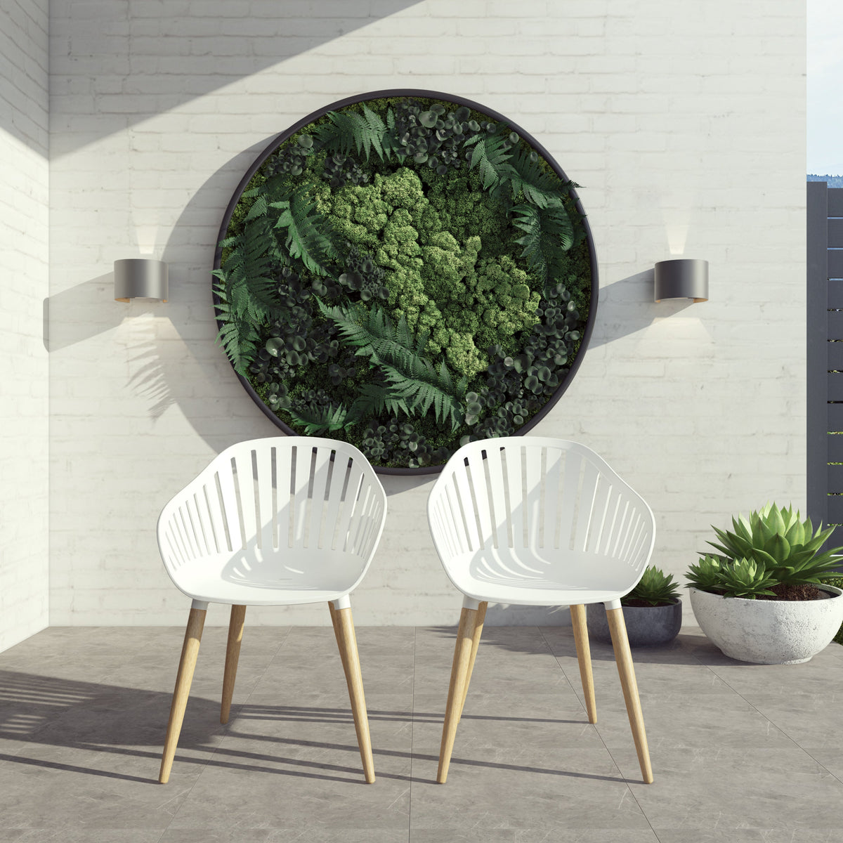 Leyland Table and Nassau White Armchairs Dining Set